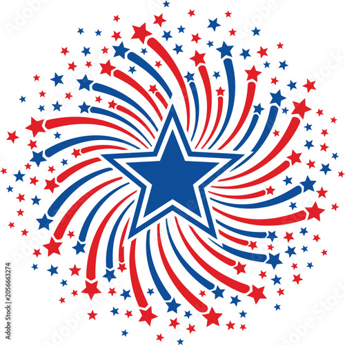 Vibrant red blue starburst design with for celebration