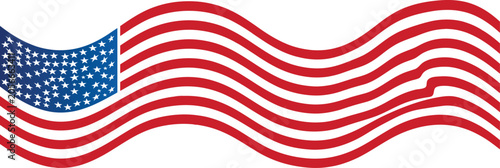 Waving american flag on with red and blue colors