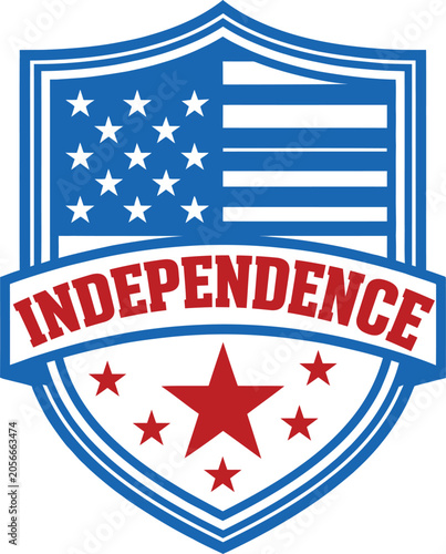 American independence badge with stars and stripes design elements