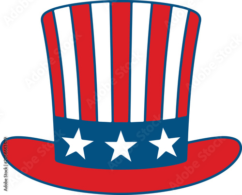 Uncle sam hat with red white and blue colors and stars