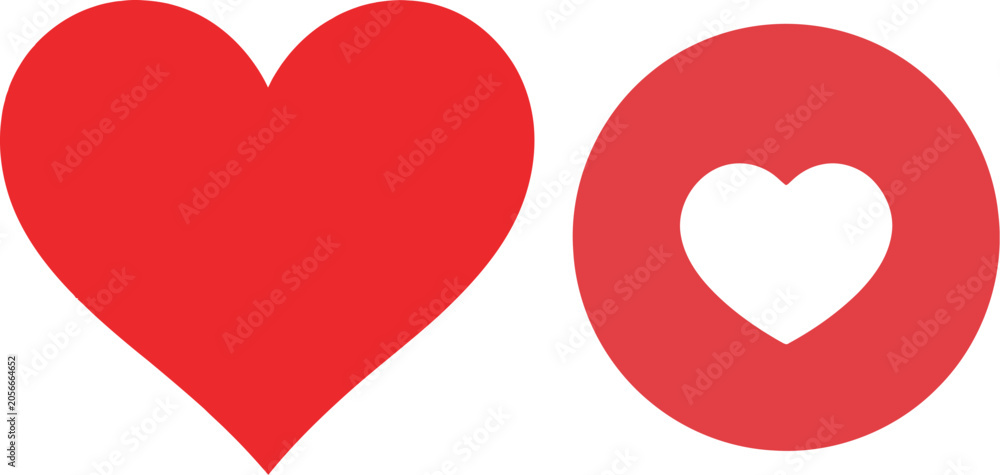Obraz premium Red heart shapes on a white background flat vector graphics