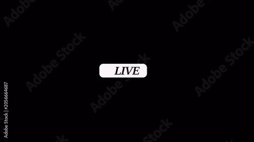 Animation of live button with transparent background, 4k simple live streaming icon animation, Perfect for shows and social media live performances or your channel.


