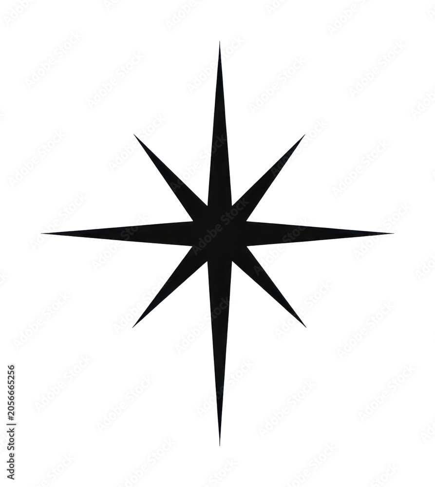Obraz premium PNG Minimalist black eight-pointed star
