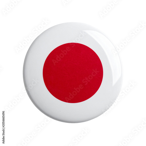 Japanese Flag Round Pin Badge Isolated on White Background