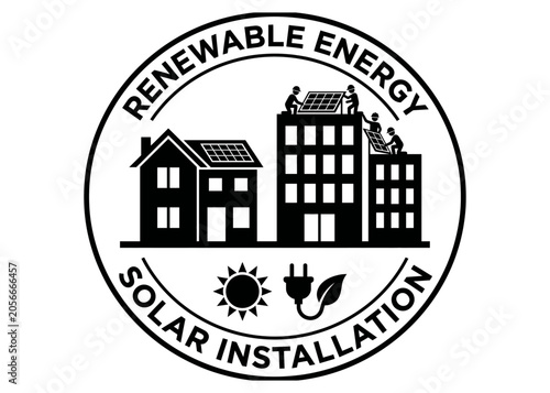Solar Panel Installation Monochrome Flat Vector Illustration_26