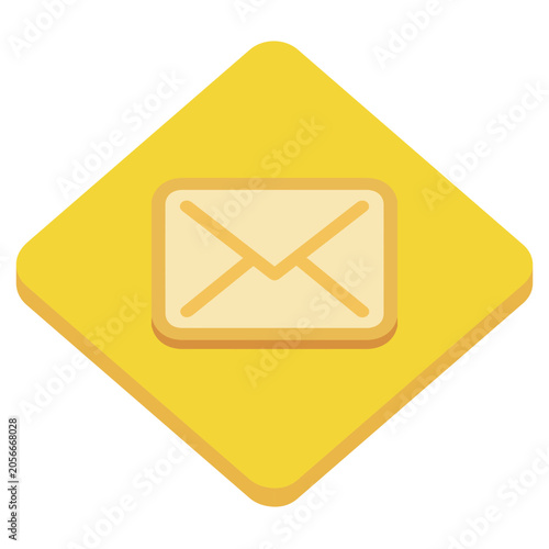 Yellow mail icon vector illustration isolated on white background for email communication and web design