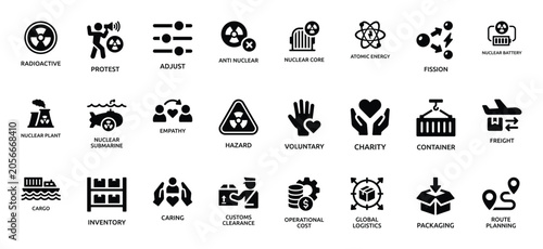Nuclear Logistics Icons Vector Illustration