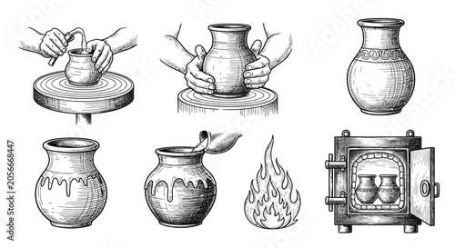 Canvastavla Pottery Creation Process Engraved Style Silhouette ceramic