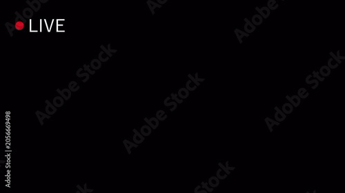 Animation of live button with transparent background, 4k simple live streaming icon animation, Perfect for shows and social media live performances or your channel.

