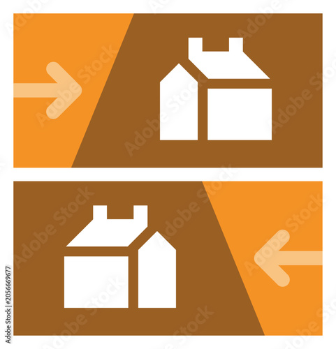 Pictogram and arrow on a graphic panel