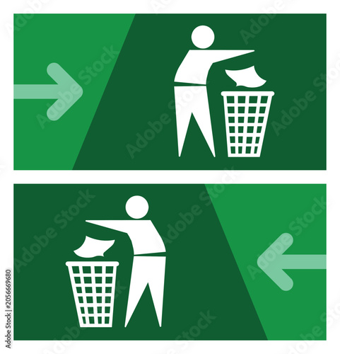 Pictogram and arrow on a graphic panel