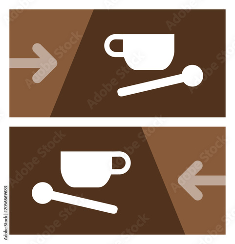 Pictogram and arrow on a graphic panel