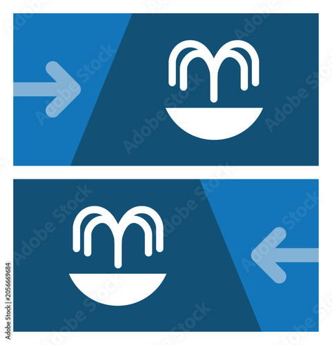 Pictogram and arrow on a graphic panel