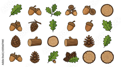 Wood forest natural tree elements.