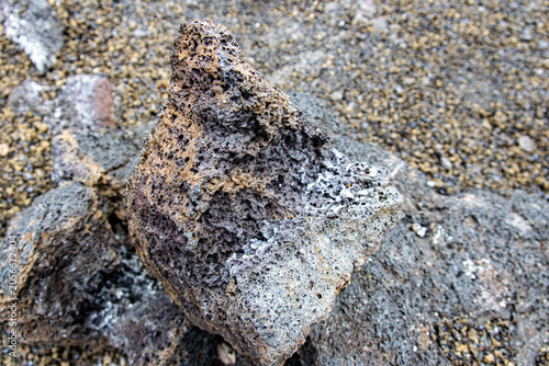Photos Close up of porous volcanic basalt rock on a lava field in Hawaii Volcanoes Nati