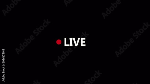 Animation of live button with transparent background, 4k simple live streaming icon animation, Perfect for shows and social media live performances or your channel.

