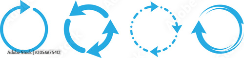 Fotografía Set of blue circular arrow icons for refresh reload and rotation symbols