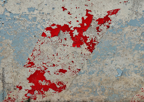 Foto Parts of red paint on mangy vintage wall texture backdrop