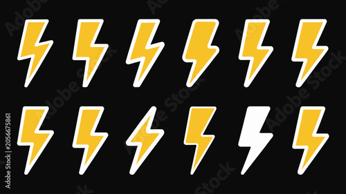 Bright yellow lightning bolt icon set on dark background
