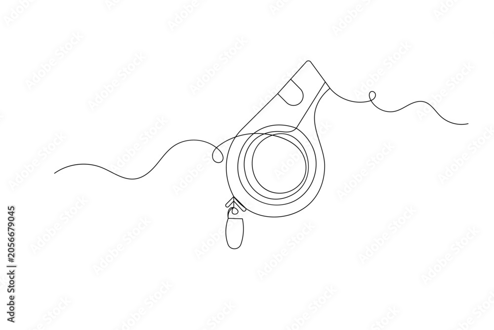 Obraz premium Whistle minimal continuous one-line art drawing for a sports referee or coach icon 