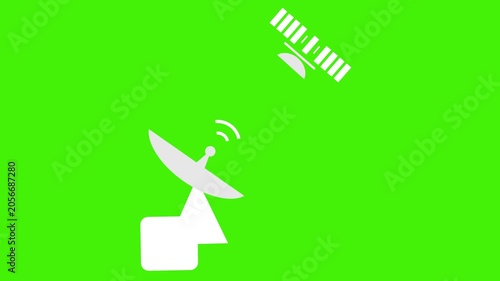 Satellite Communication Icon with Ground Dish Antenna Animation