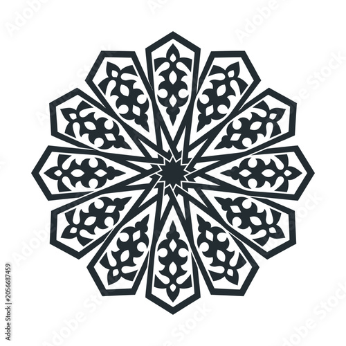 Islamic geometric pattern vector, traditional arabic star motif, laser cut panel design for architectural decoration