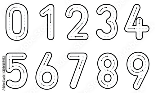 tracing numbers worksheet vector