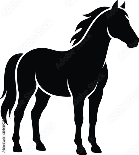 Фотография Striking black horse silhouette vector graphic illustration portraying a majesti