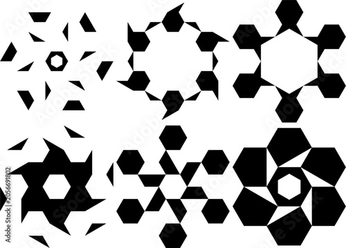 Photos Abstract hexagonal shapes with rotational symmetry