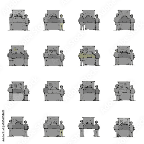 People sitting on various chairs and sofas.