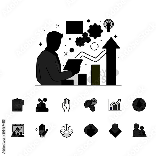 Person working with technology and data.