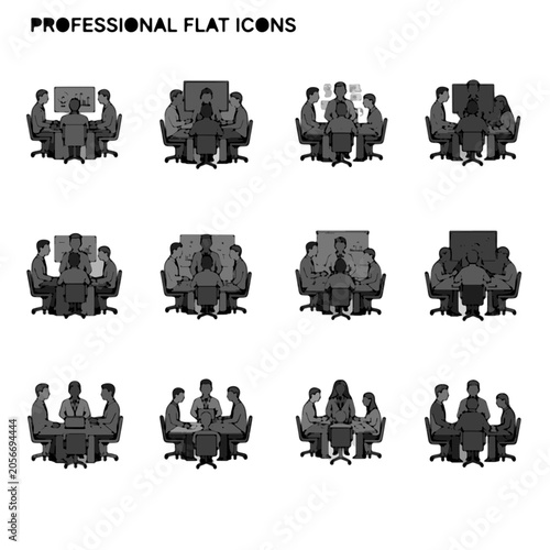 Professional Business Meeting Icons Set.