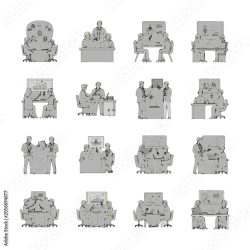 Variety of Industrial Machinery Line Icons.