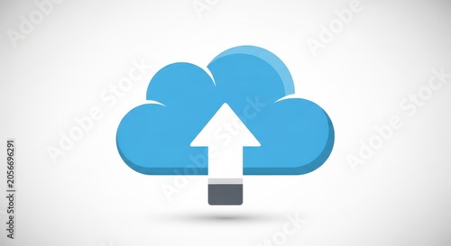 Blue cloud icon with white arrow uploading data