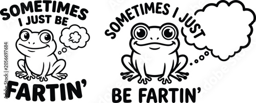 Canvastavla Funny frog illustration with farting puns for t-shirt design
