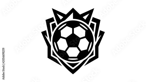 Soccer ball crest logo vector icon with sharp geometric shield design for sports team emblem