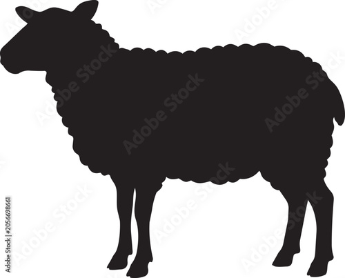 black and white sheep vector illustration farm animal silhouette outline icon