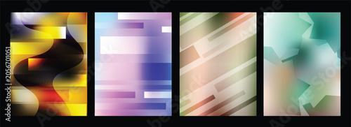 Tableau sur toile Abstract Futuristic Gradient Background Collection with Wavy Mesh and Hexagon Pa