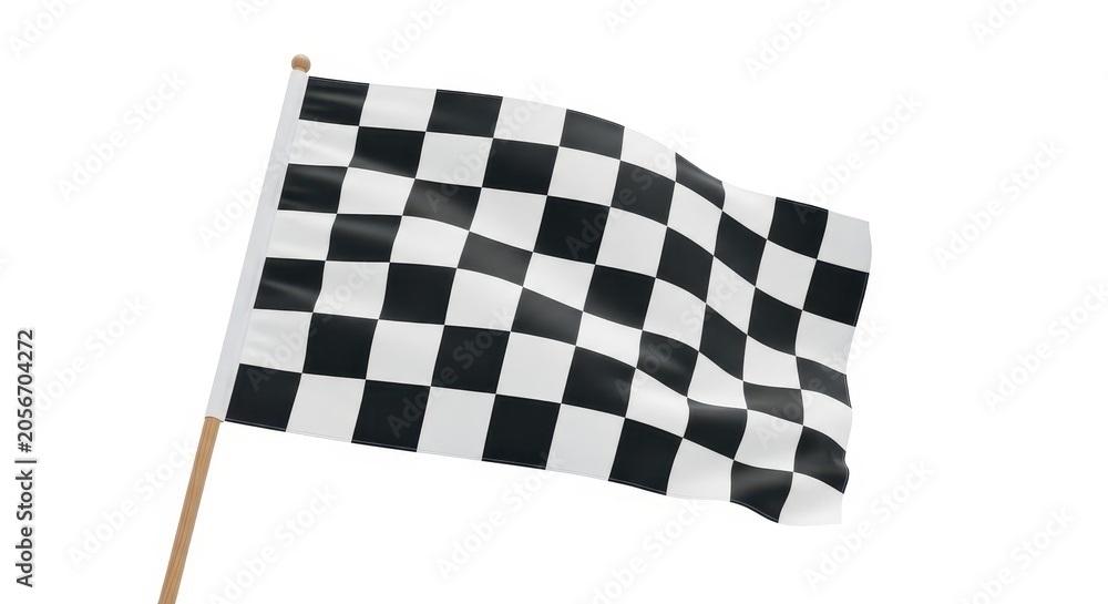 Fototapeta premium Checkered flag on a stick waving