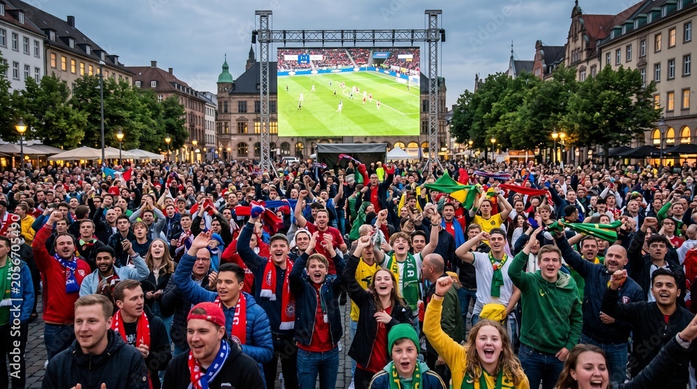 Obraz premium Grupo de torcedores na copa do mundo de futebol