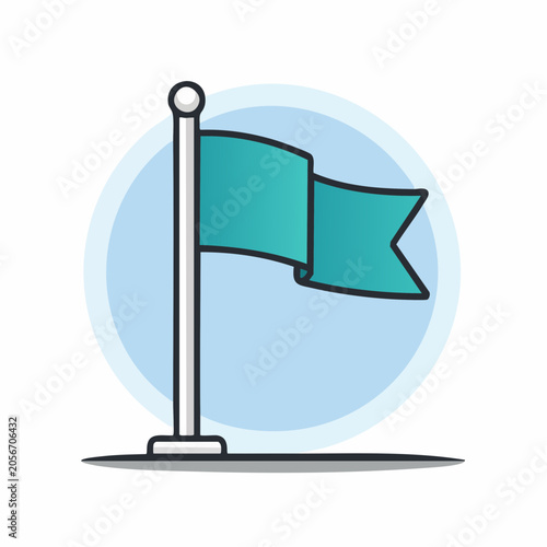Teal Flag on Pole Icon