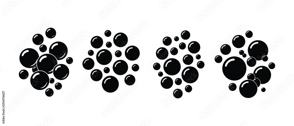 Fototapeta premium Black soap bubbles vector graphics