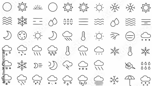 Canvastavla Weather Icons Collection Line Style Pictograms Depicting Atmospheric Conditions