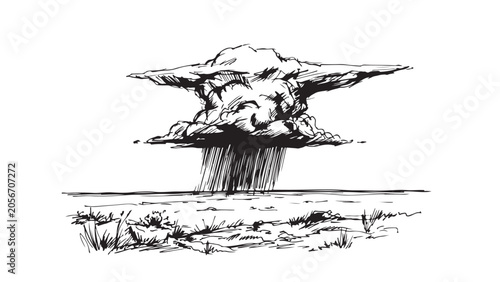 Bild auf Leinwand Hand-drawn sketch illustration of a mushroom cloud from an atomic explosion over