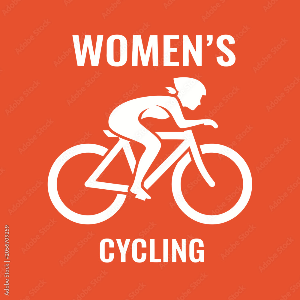 Naklejka premium Empowering Women Cyclists Graphic Emblem Iconic Sport Symbol Diverse Fitness Endeavors