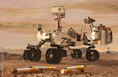Bild auf Leinwand Return of sample of the planet Mars by the rover perseverance in 3d illustration