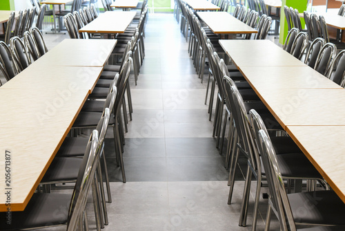 Cafeteria or canteen interior. School cafeteria