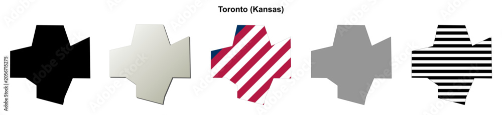 Naklejka premium Toronto (Kansas) blank outline map set