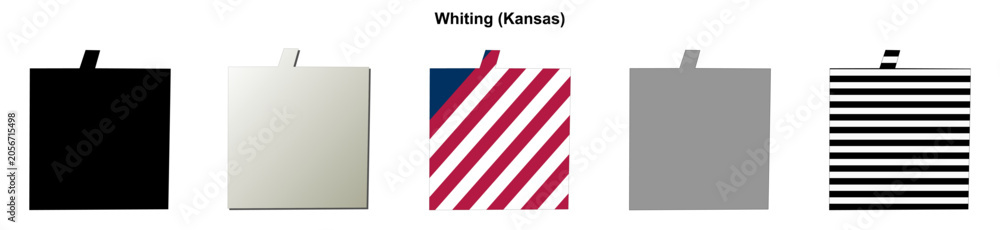 Fototapeta premium Whiting (Kansas) blank outline map set