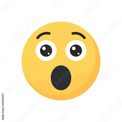 Quadro su tela Astonished Emoji: A vibrant yellow emoji face expresses sheer astonishment with wide, surprised eyes and an open mouth, conveying shock and amazement
